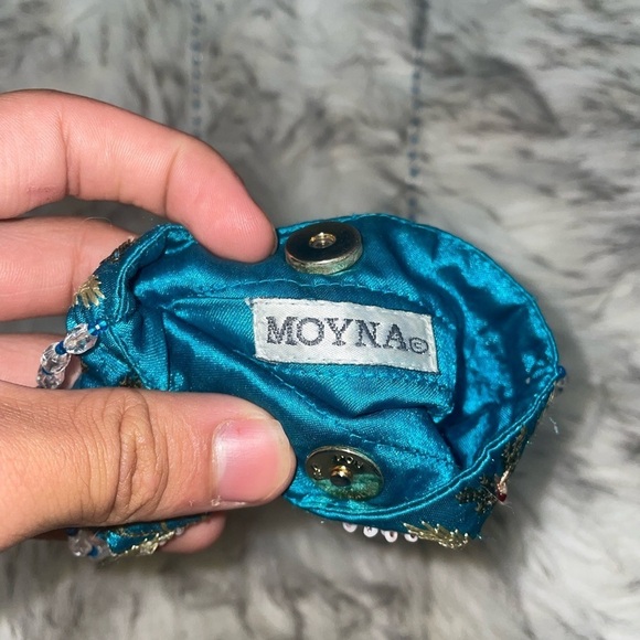 Y2k beaded bag mini beaded bag vintage beaded bag moyna bag Blue travel purse - Picture 10 of 13